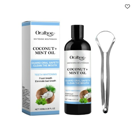 Oralhoe Coconut Mint Oil, Coconut Mint Mouthwash  Breath Care Gum Stain Removal Mouthwash