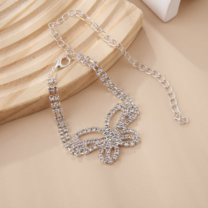 Full Diamond Butterfly Multilayer Fashion Full Diamond Rhinestone Anklet - DropOnline.co
