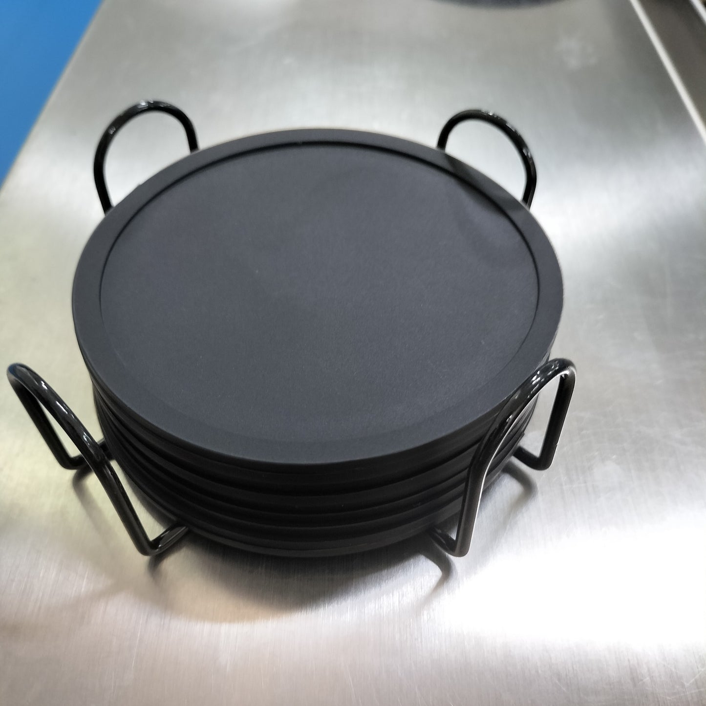 Premium Round Silicone Coasters - 10cm Black Non-Slip Set