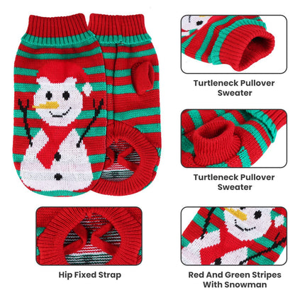 2 Patterns 4 Sizes Option-- 1Pc Pet Christmas Turtleneck Sweater Dog Cat Christmas Clothes Snowman Stripes Costume Winter Holiday Sweater For Small Medium Kitten Puppy Cats Dogs - DropOnline.co