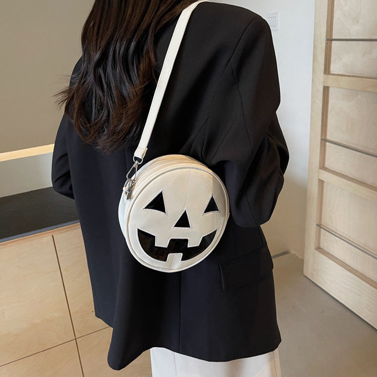 Halloween Pumpkin Round Bag - Cute Creative Crossbody Messenger Bag