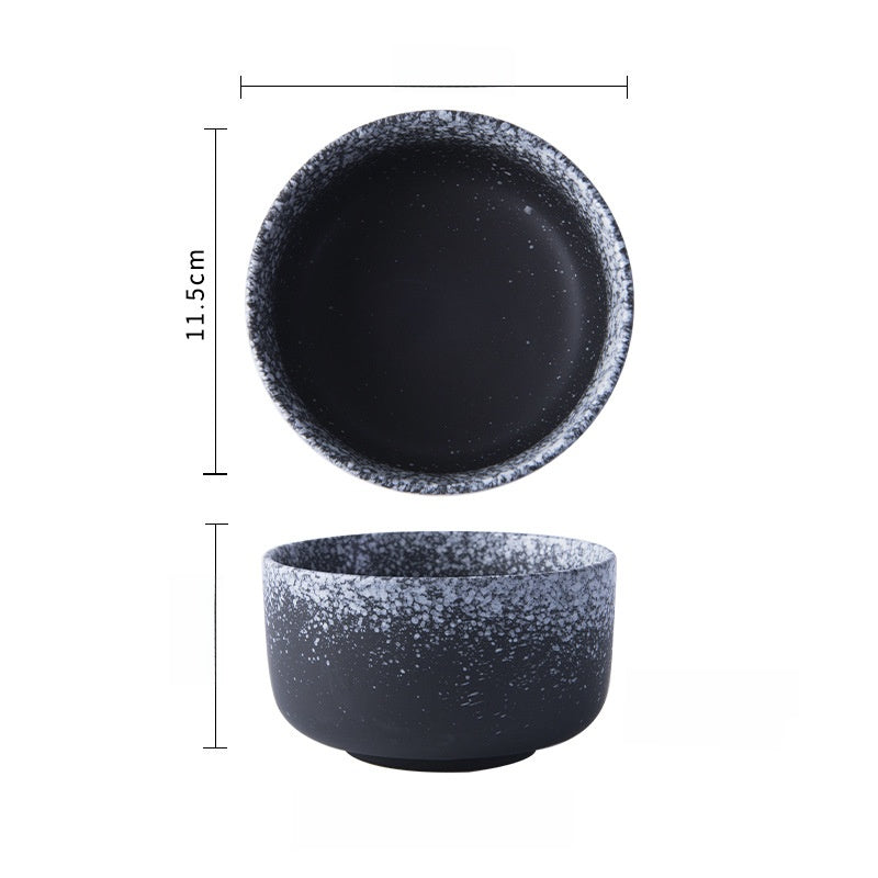 Japanese-Style Porcelain Rice Bowl - Microwave Safe Ceramic Dining Bowl