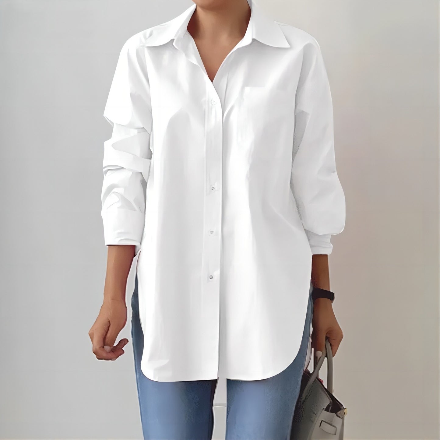 Collared long-sleeved shirt
