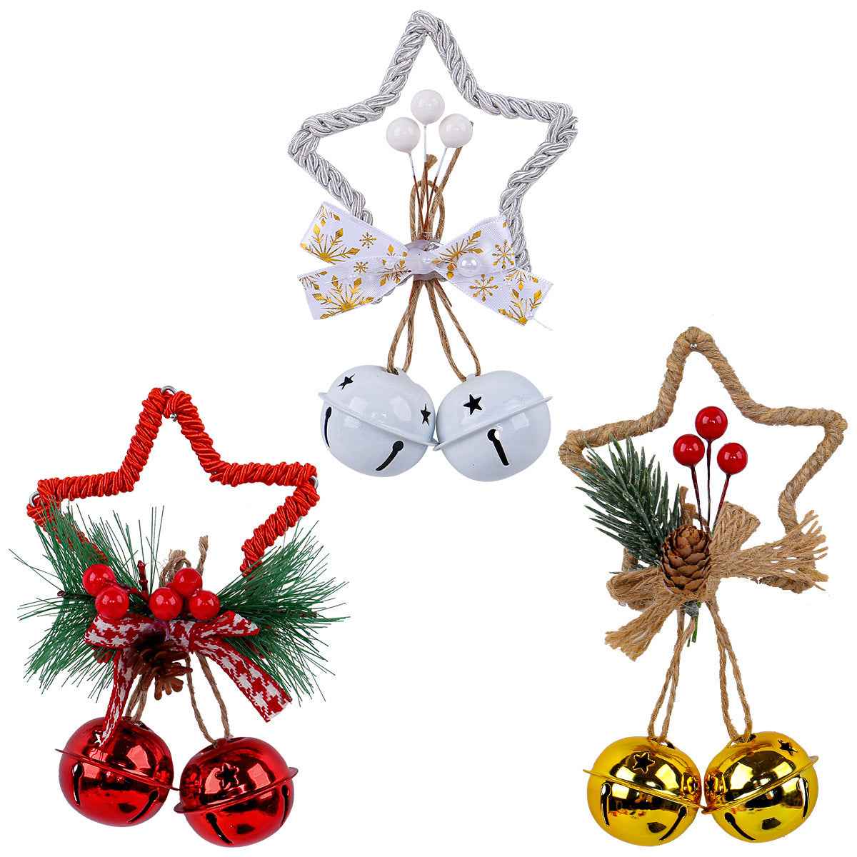 Christmas Five-Pointed Star Bell Pendant - Festive Accessories Ornament (3 Colors) - DropOnline.co