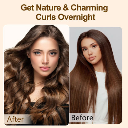 Satin Heatless Hair Curler, Lazy Natural Soft Wave DIY Heatless Curls For Sleep In Overnight, For All Hair Types - Light Brown - DropOnline.co