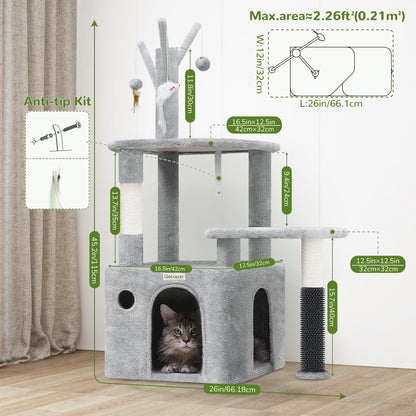 44 Inch Cat Climbing Frame Light Gray - DropOnline.co