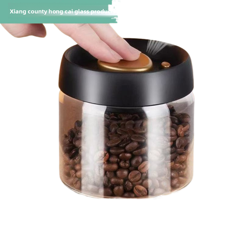 Premium Vacuum Sealed Borosilicate Glass Storage Jar - Airtight Coffee Bean & Food Container