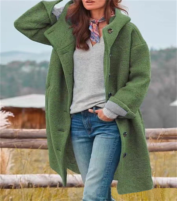 Women's Casual Hooded Lapel Windbreaker