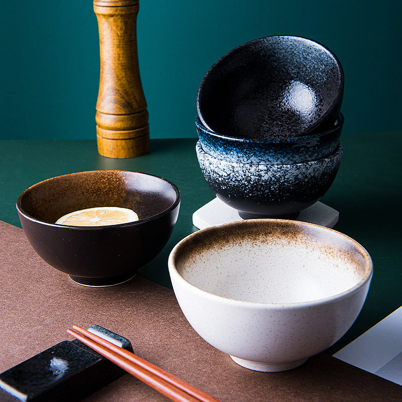 Japanese-Style Porcelain Rice Bowl - Microwave Safe Ceramic Dining Bowl