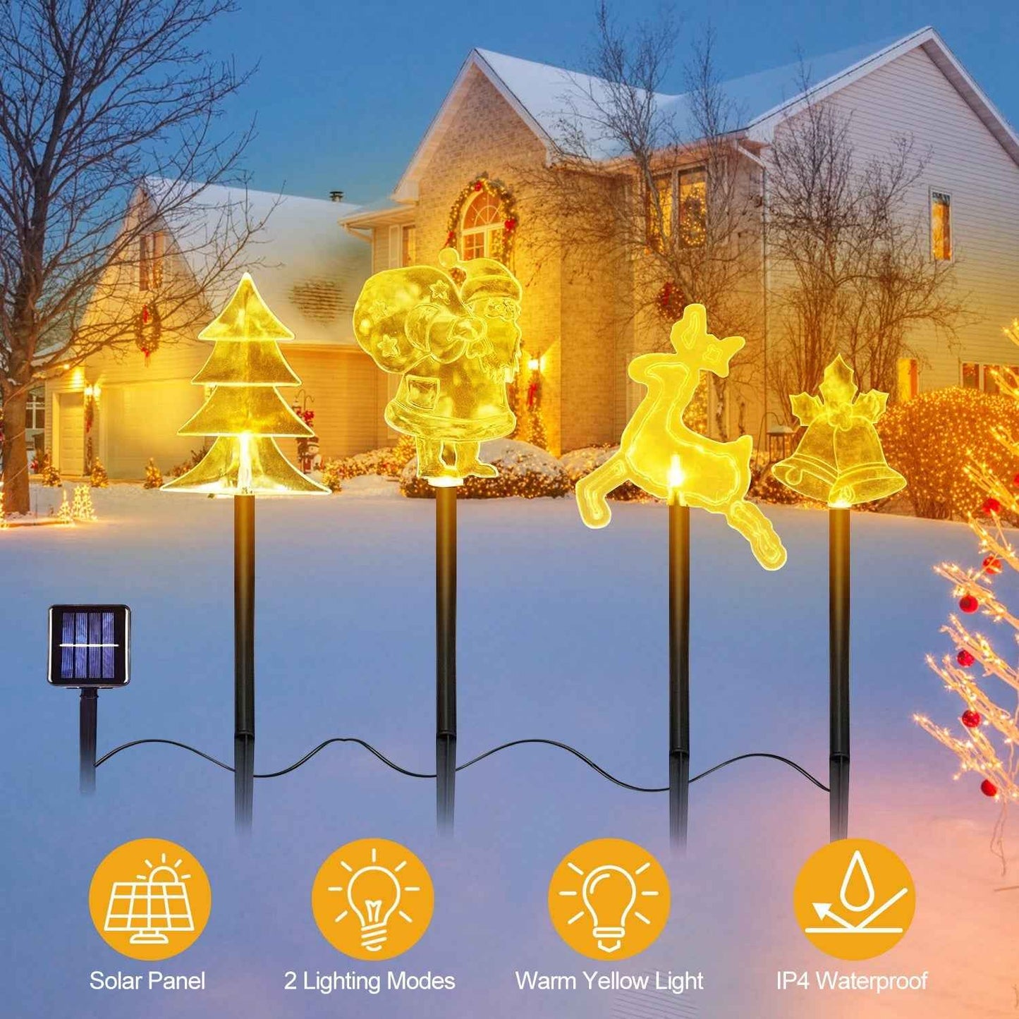 5Pcs Mixed Christmas Solar Stake Light Set - Waterproof Outdoor Landscape Light - DropOnline.co