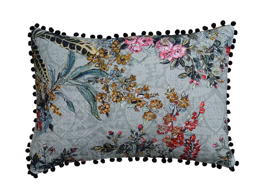 Coussin décoratif illustré à la main, 14 po x 20 po