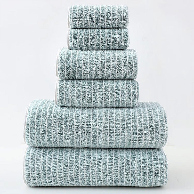 Wide And Narrow Striped Towel Set Coral Fleece Bath Towel
