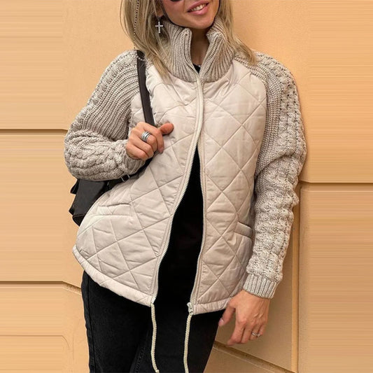 Women's Zippered Stand Collar Cardigan - Modern Zip-Up Sweater
