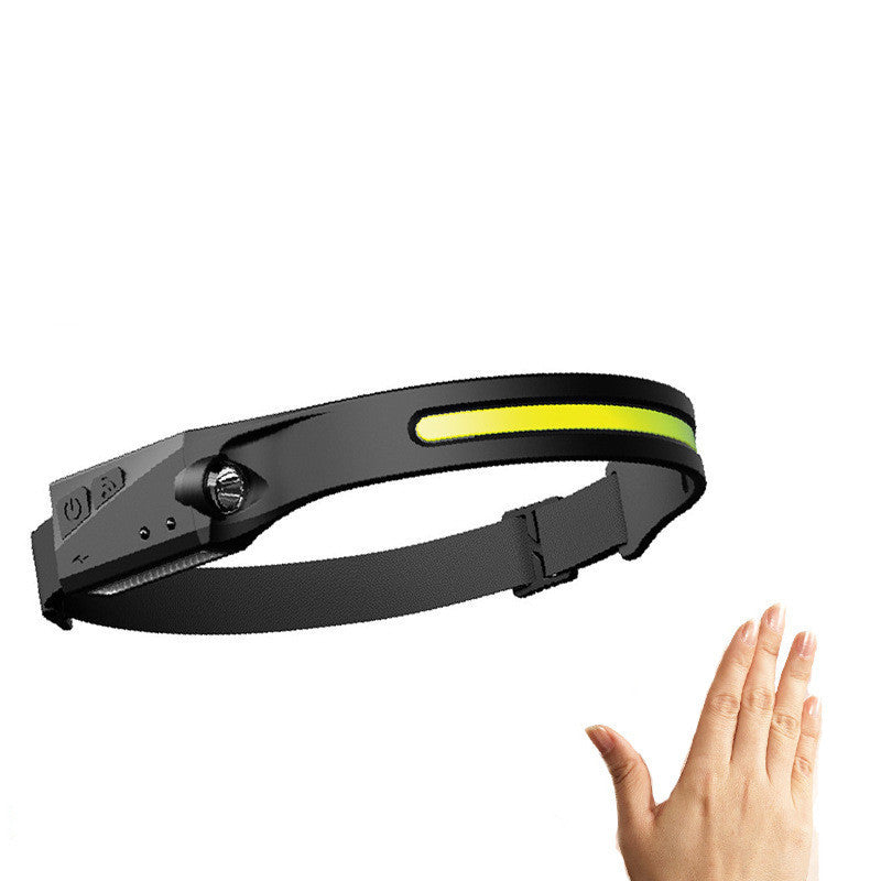 COB LED Rechargeable Headlamp - 350 Lumens Wave Sensor Waterproof Headlight for Camping & Outdoor