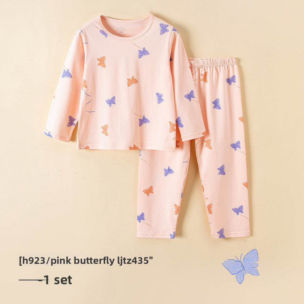 Children's Cotton Pajamas Set - Antibacterial Long Sleeve Sleepwear