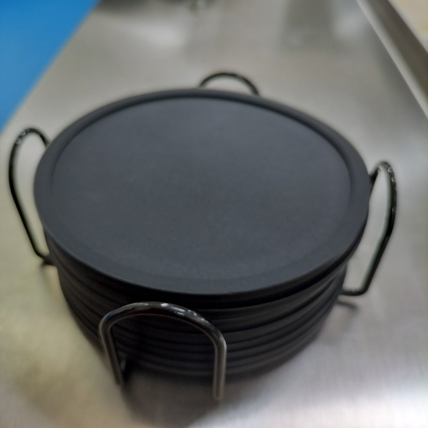 Premium Round Silicone Coasters - 10cm Black Non-Slip Set
