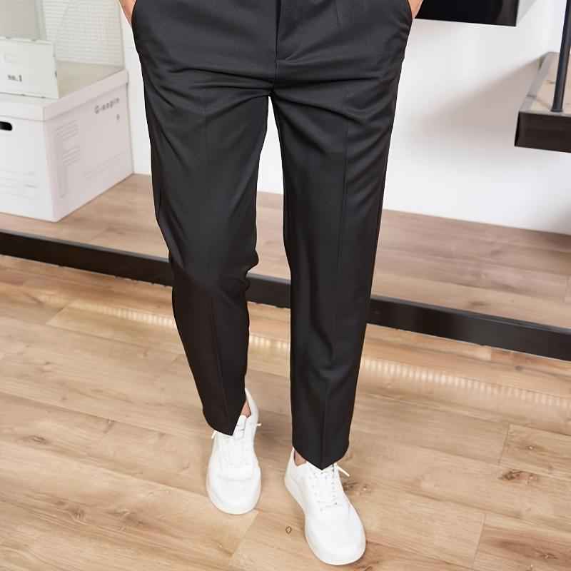 New Men's Straight High-waisted Black Casual Pants