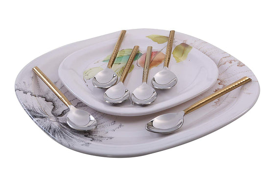 Vibhsa Cuillères à Dessert Dorées et Argentées, Lot de 6