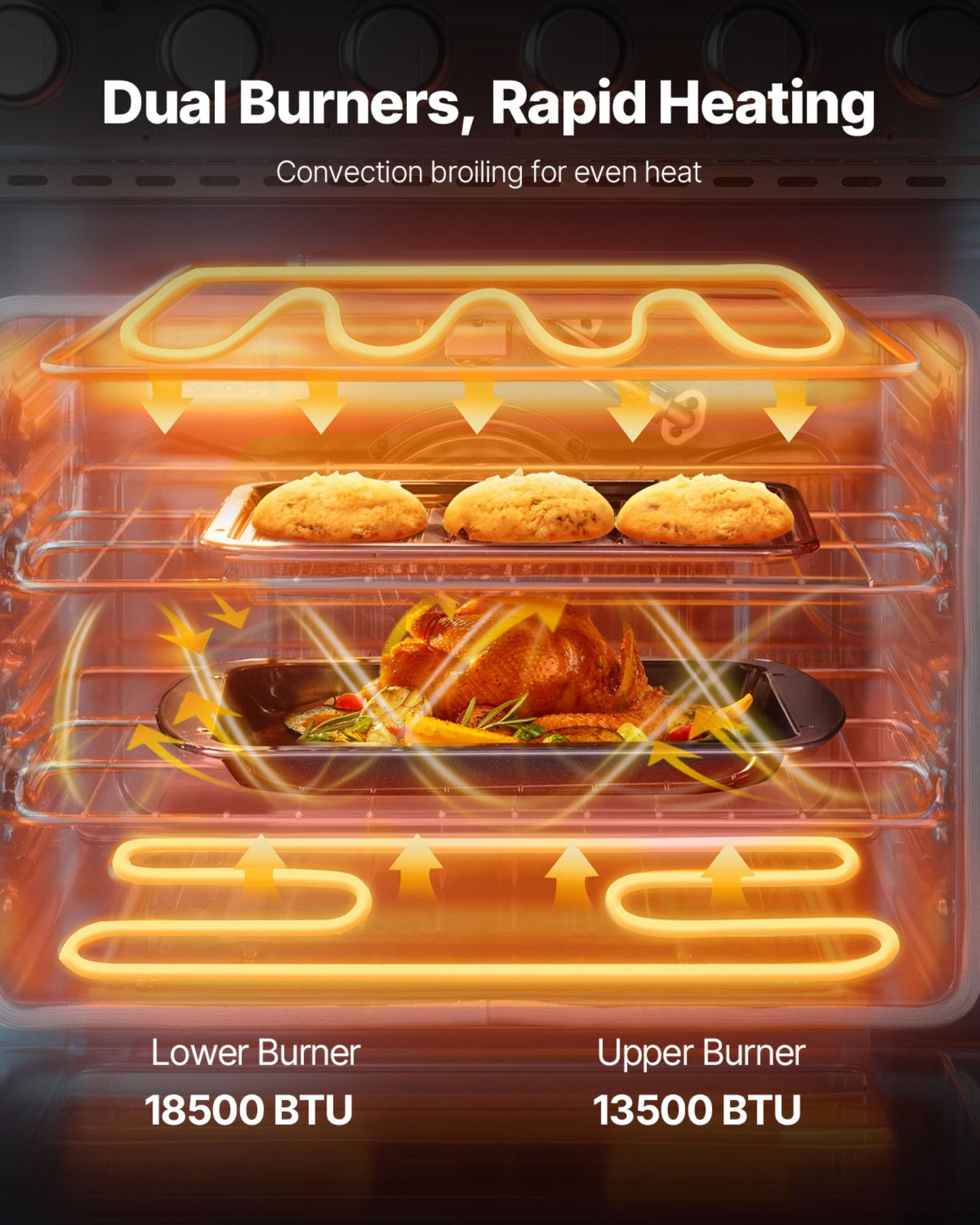 30 In Gas Range Oven 4 Sealed Burners Convection Oven In Stainless Steel