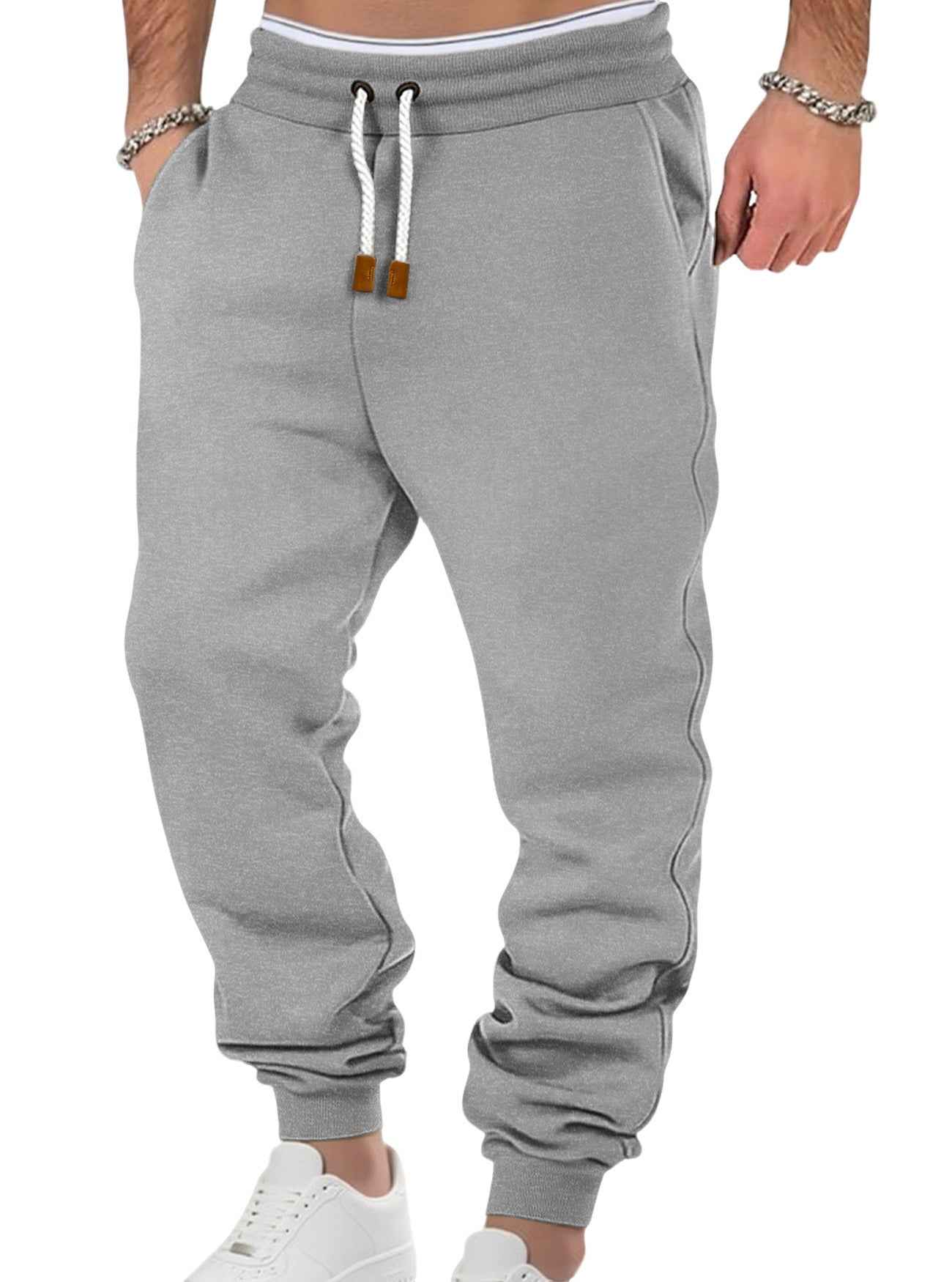 Male Solid Color Loose Cuffed Sports Casual Sweatpants