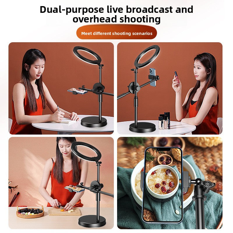 Adjustable Phone Stand with Ring Light - 26cm Desktop Streaming Setup