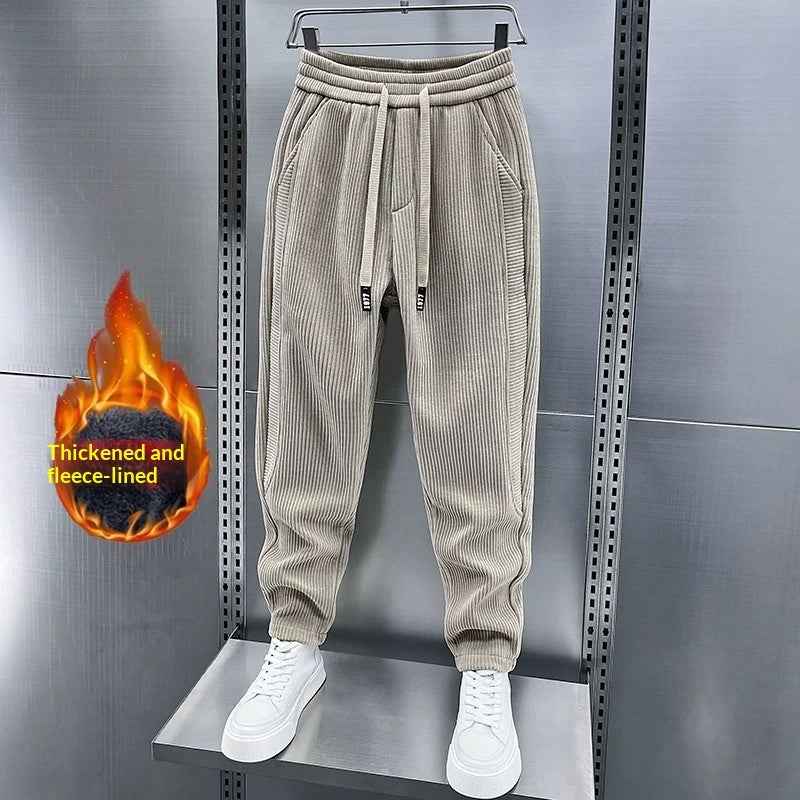 Winter Men's Fleece-lined Thick Corduroy Casual Pants