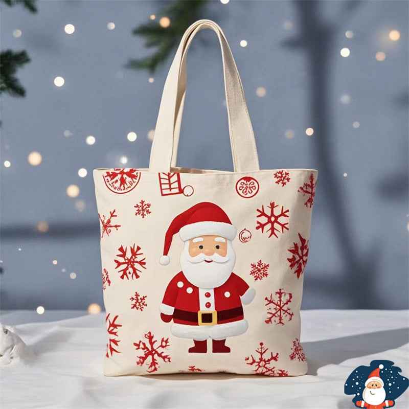Santa Claus Gift Christmas Eve Portable Canvas Bag - Holiday Gift Bag