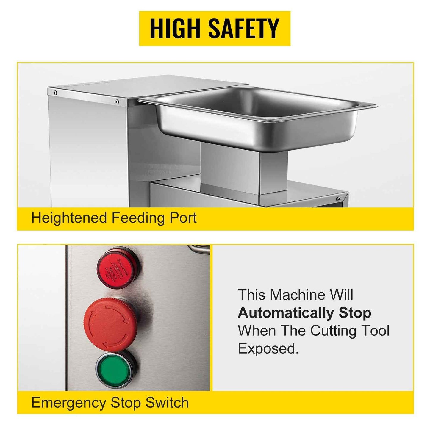 110V Commercial Meat Cutter Machine 1100LB/H Electric Meat Cutting Machine 750W Commercial Meat Slicer 3mm Blade Restaurant Food Slicer Stainless Steel For Kitchen Restaurant Supermarket