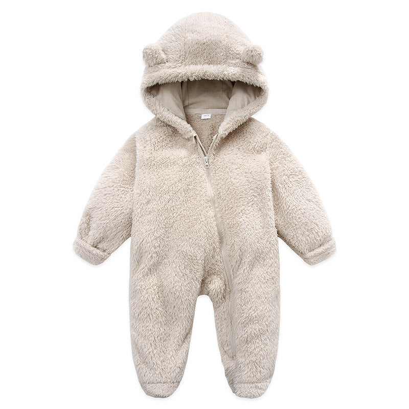 Candy-Colored Hooded Baby Jumpsuit - Soft Cotton One-Piece