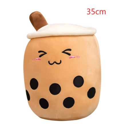 Boba Tea Plush Toy - Cute Strawberry Milk Tea Stuffed Animal Pillow Cushion for Kids - DropOnline.co
