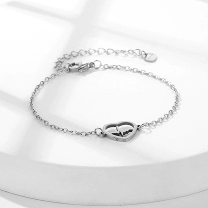 Women's Heart-shaped ECG Bracelet Versatile Hand Jewelry - DropOnline.co