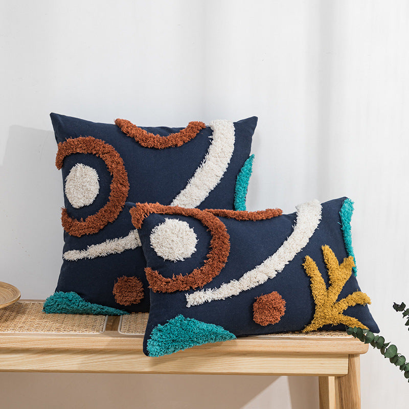 Amazon Cross-border Tufted Canvas Pillow Cover Home Bedroom Bedside Living Room Backrest Cushion Wholesale