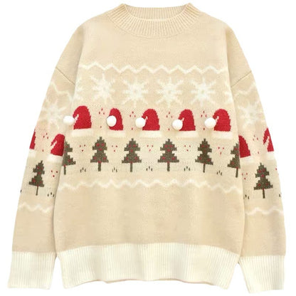 Loose Round Neck Pullover Women's Sweater Women