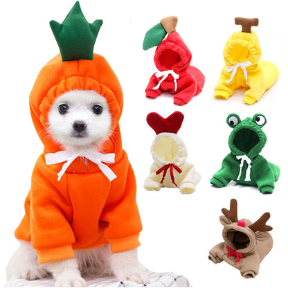 Cute Fruit Dog Clothes For Small Dogs Hoodies Winter Warm Fleece Pet Clothing Puppy Cat Costume Coat For French Chihuahua Outfit - DropOnline.co