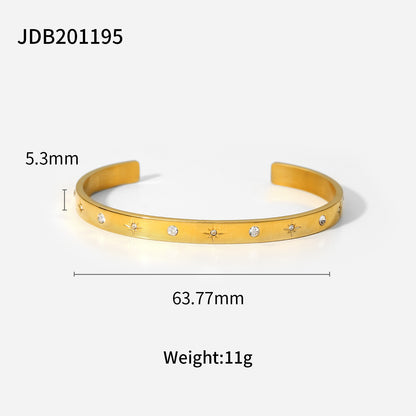Fashionable And Versatile Gold-plated Stainless Steel Bracelets With Zirconia - DropOnline.co