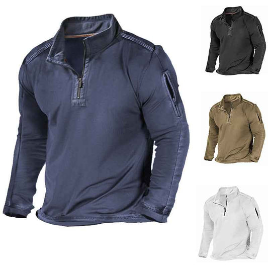 Men's Outdoor Zipper Pocket Long Sleeve Sweater