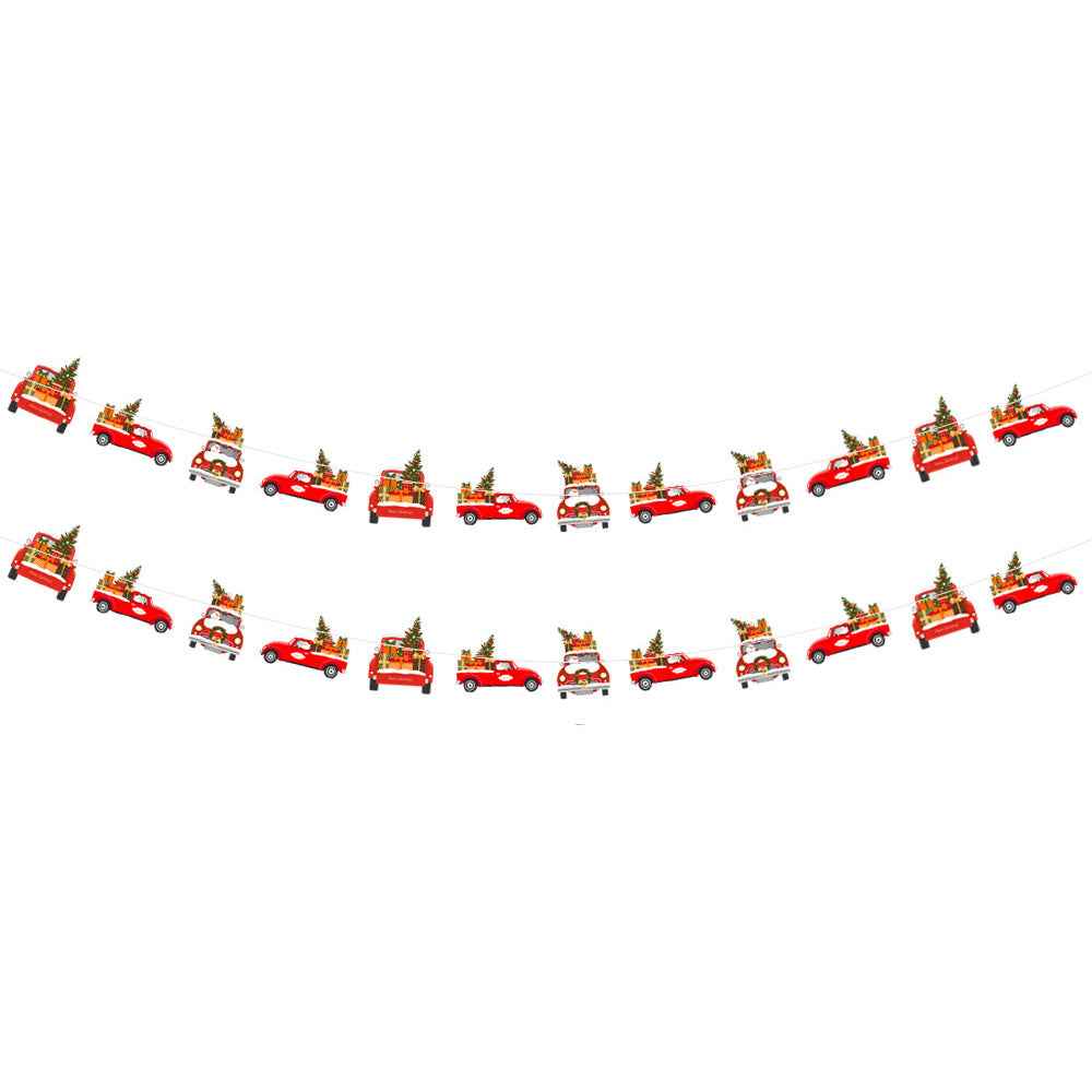 2 Pack Christmas Banner Paper Sign Garland - Gingerbread Man Snowman Bunting - DropOnline.co