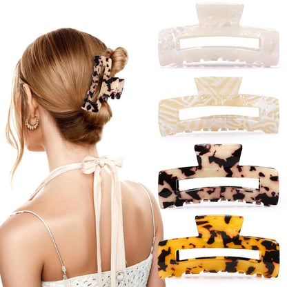 4Pcs Tortoise Hair Claw Clips, Acetate Hair Claw Clip Acrylic French Hair Banana Barrettes Jaw Clips, Stylish Hair Accessories For Women 3.15 Inch Fashion Strong Hold For Thick Thin Hair,442-9838-G14 - DropOnline.co