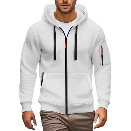 Men's Zipper Hooded Sweatshirt - Sports Casual Cardigan Jacket