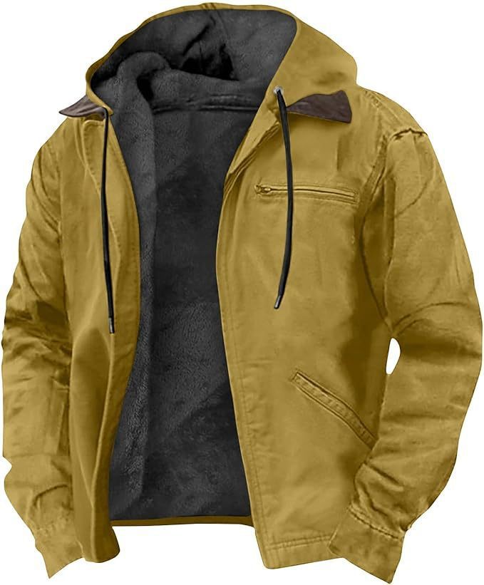 Men's Hooded Zipped Cotton-Padded Jacket - Winter Warm Outerwear