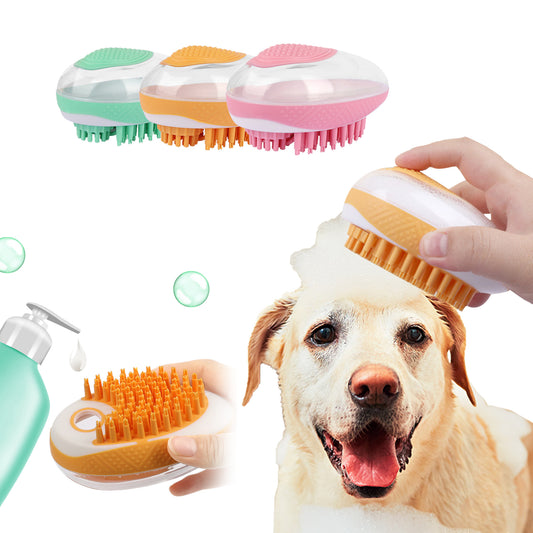 Dog Cat Bath Brush 2-in-1 - Pet SPA Massage Comb with Soft Silicone for Grooming & Shower