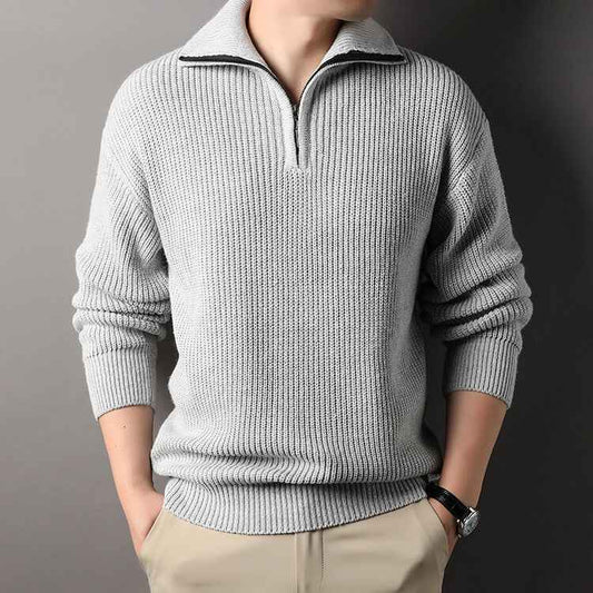 Polo Collar Men's Half Turtleneck Sweater