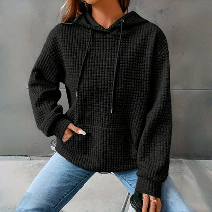 Women's Loose Hooded Long Sleeve Sweatshirt - Cozy Casual Pullover - DropOnline.co