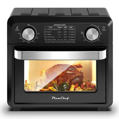 11QT Compact Air Fryer Toaster Oven, 1000W Convection Countertop Oven With Reference Menus, 2-Slice Toaster, Adjustable Time & Temperature, Ideal For Singles & Couples, Black