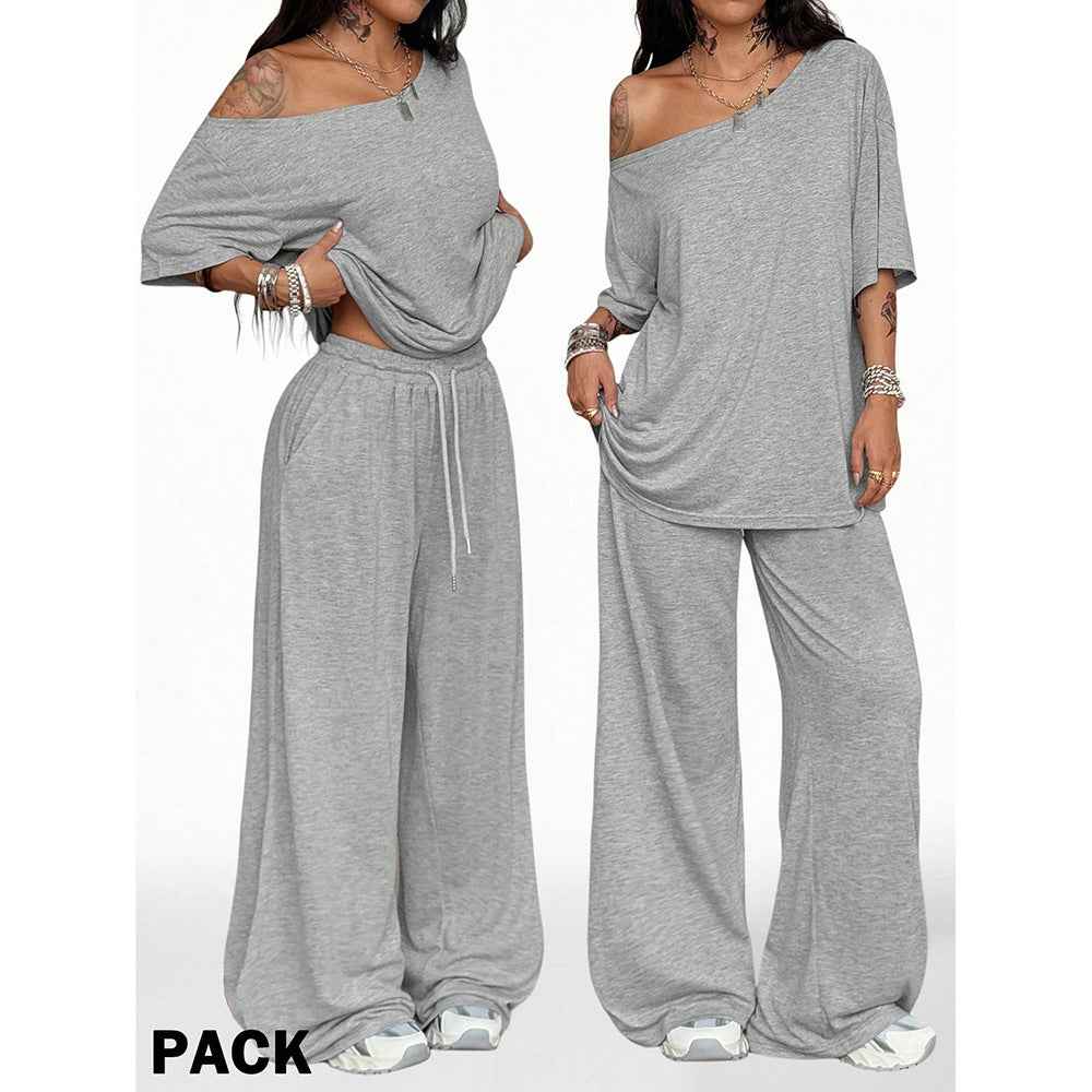 Retro Solid Color Casual Pants For Women, Loose Wide-leg Versatile