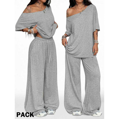 Retro Solid Color Casual Pants For Women, Loose Wide-leg Versatile