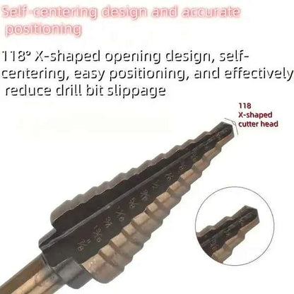 5pcs Baked Yellow Hair Black Step Drill Triangular Shank High-speed Steel Pagoda Drill Hole Opener Set