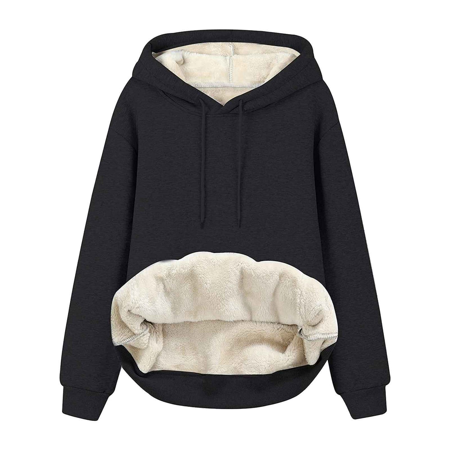 Solid Color Hooded Drawstring Sweatshirt