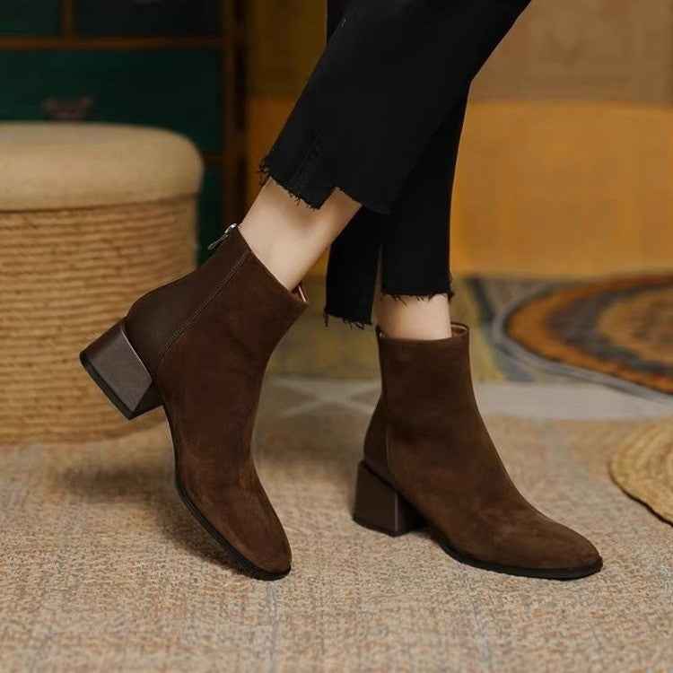 34 Suede Mid-heel Women's Martin Boots