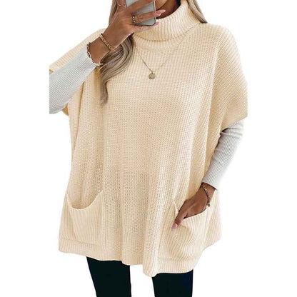 Solid Color Women's Long Sleeveless High-neck Sweater